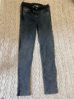 Lauren Vidal Dark Blue Skinny Jeans with Black Side Panels